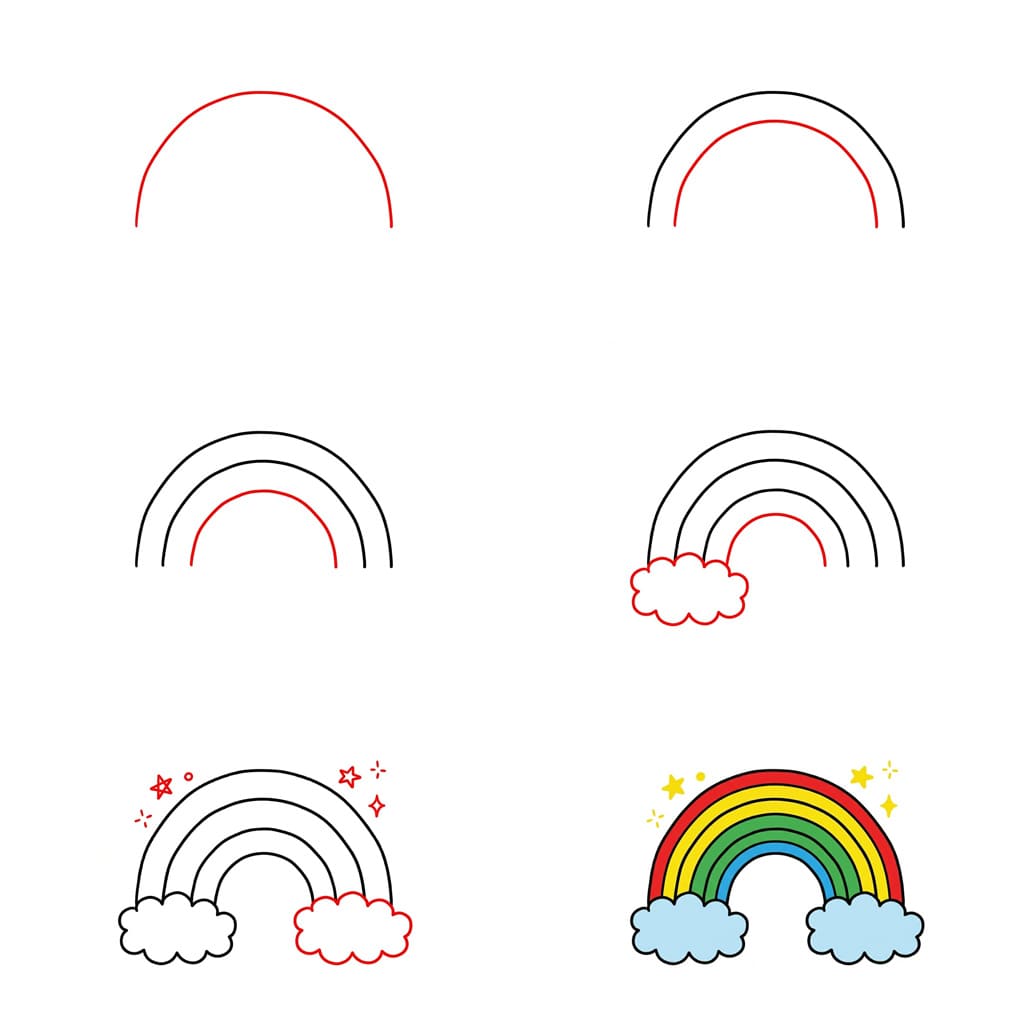 Strahlender Regenbogen zeichnen ideen