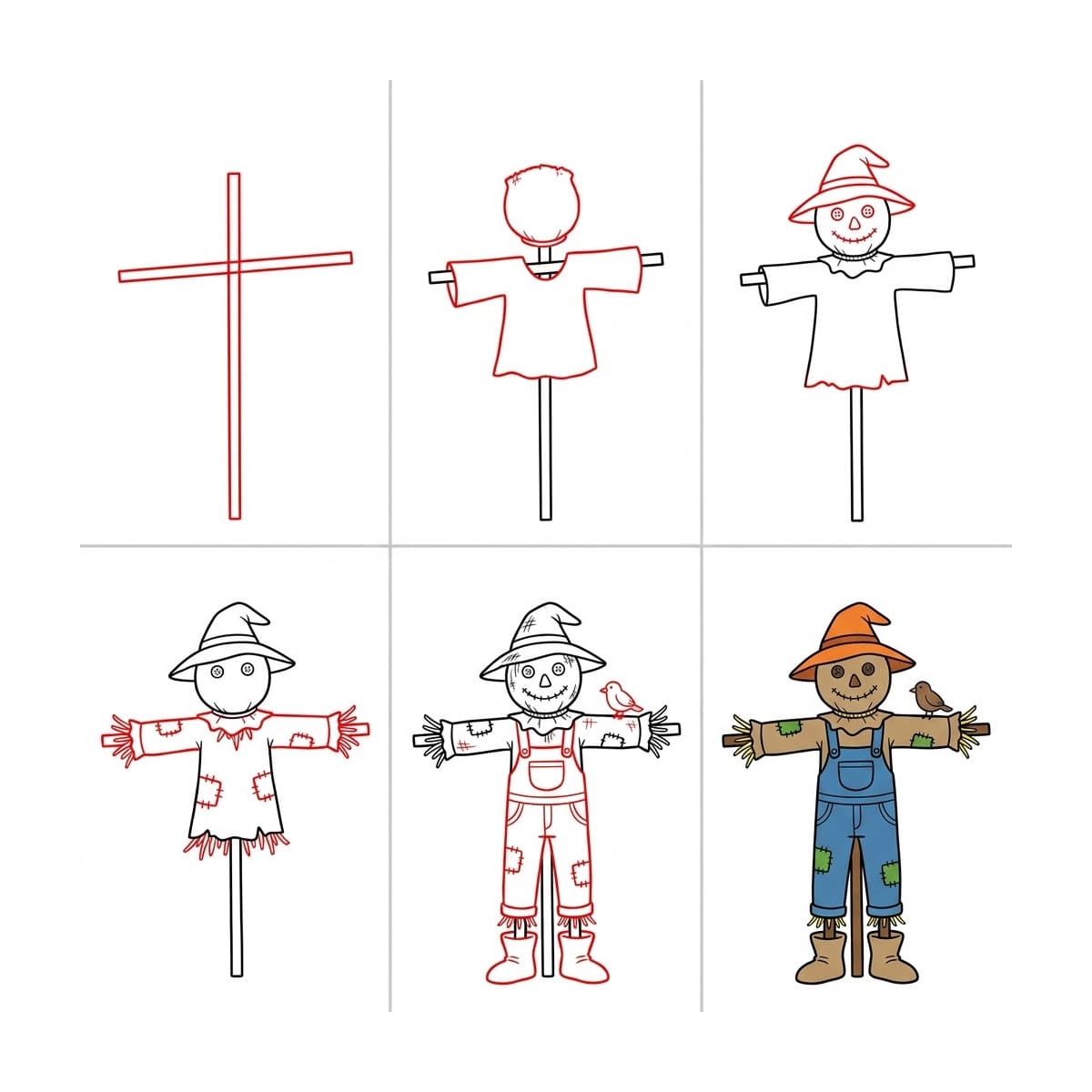 Vögel und Vogelscheuche zeichnen ideen