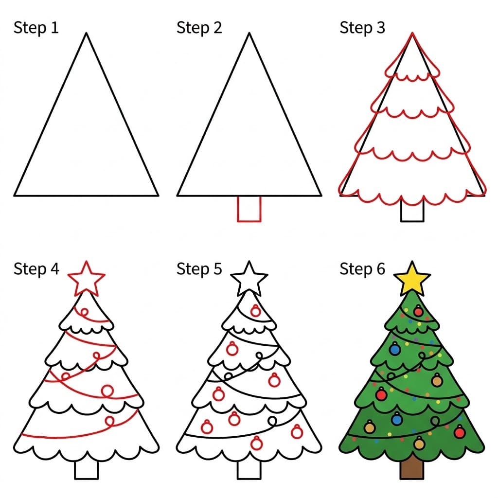 Weihnachtsbaum im Topf zeichnen ideen