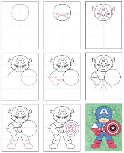 Captain America ist einfach zeichnen ideen