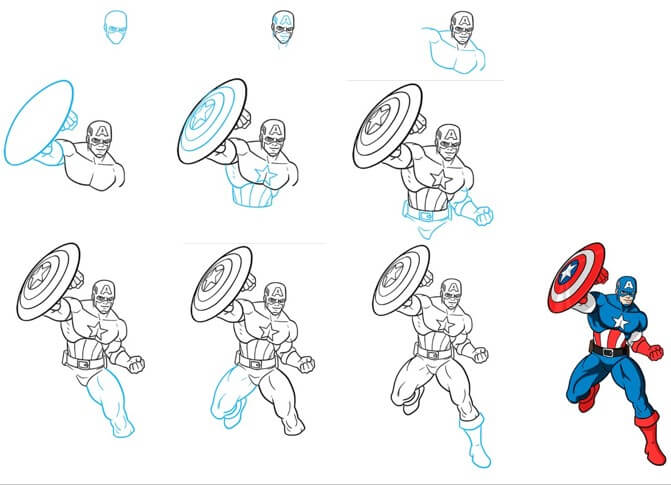 Captain America kämpft 3 zeichnen ideen