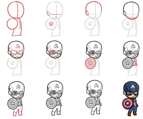 Captain America lächelt zeichnen ideen