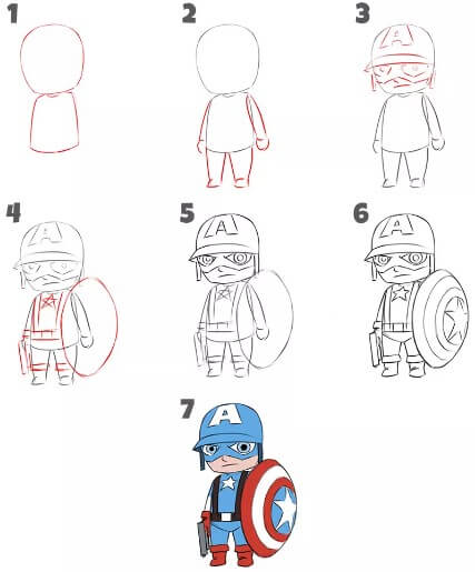 Captain America süß 2 zeichnen ideen