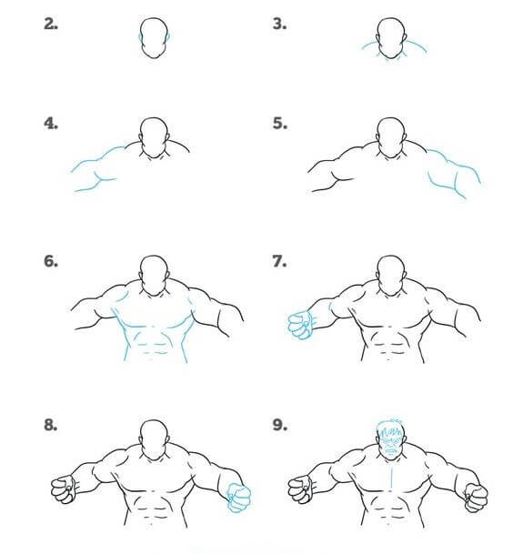Zeichnen Lernen Hulk-Körper