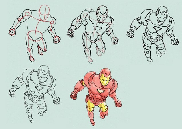 Iron Man fliegt zeichnen ideen