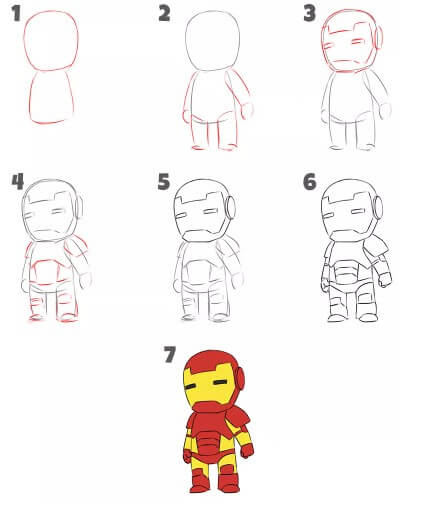 Iron Man süß 3 zeichnen ideen