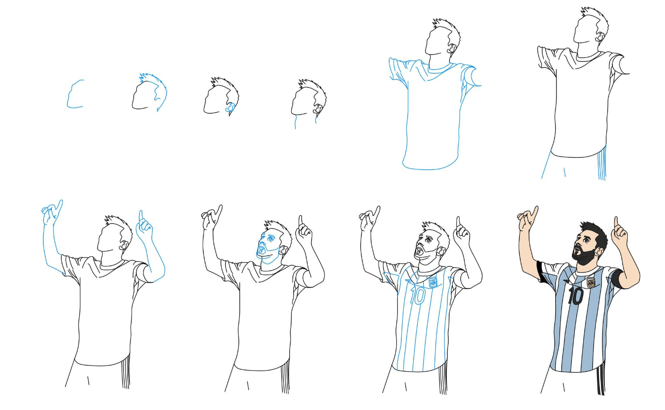Messi-Feier zeichnen ideen