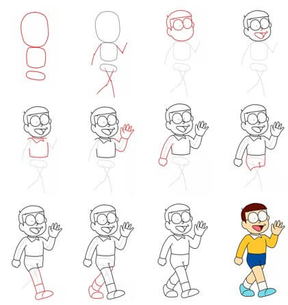 Nobita geht spazieren zeichnen ideen