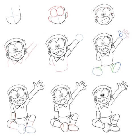 Nobita lächelte zeichnen ideen
