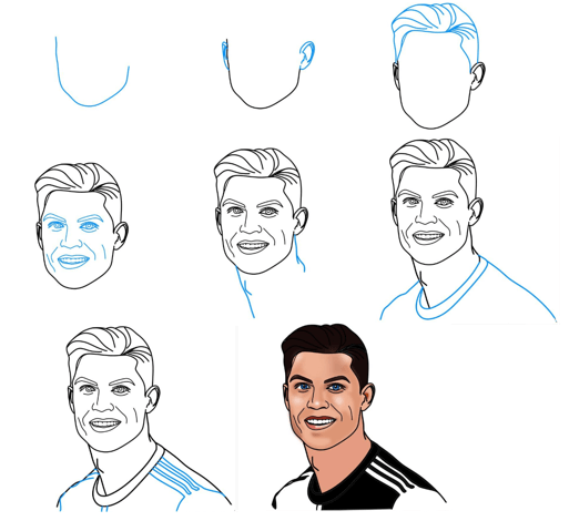 Ronaldo-Lächeln zeichnen ideen