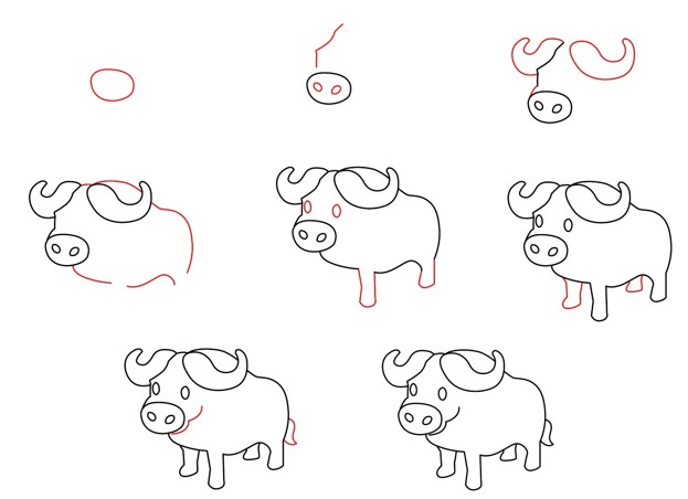 Büffel zeichnen ideen