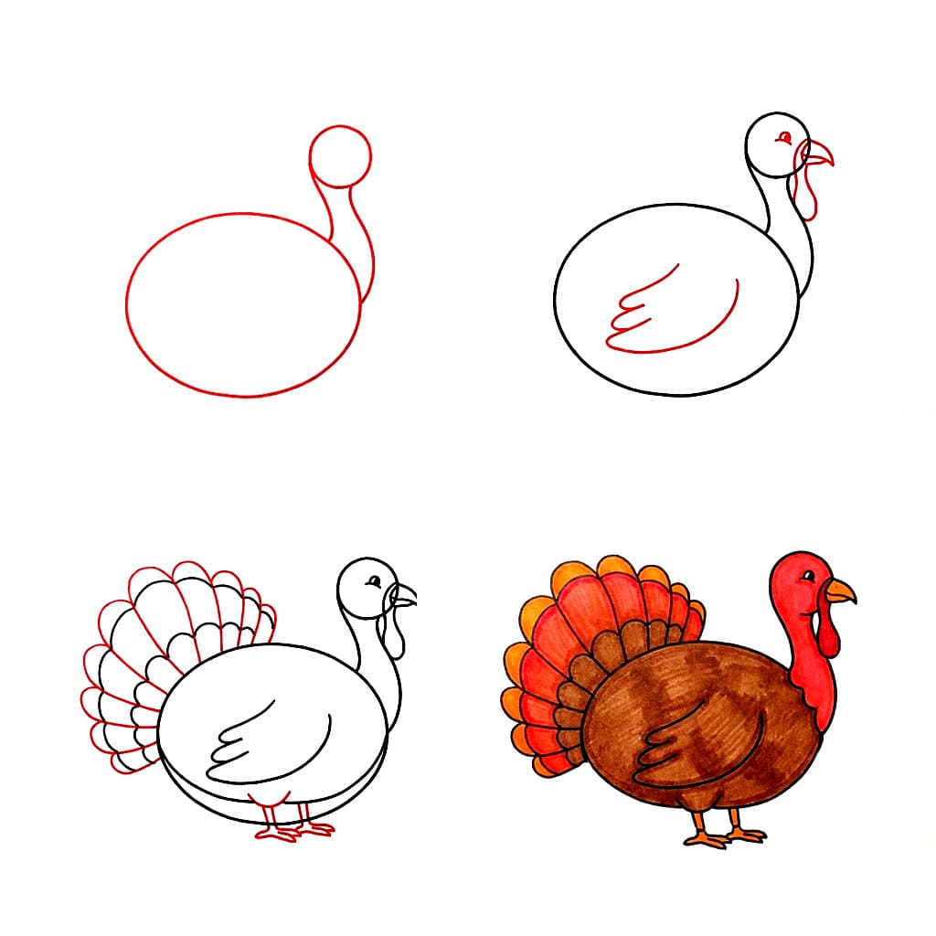 Ausdruckbarer Truthahn zeichnen ideen
