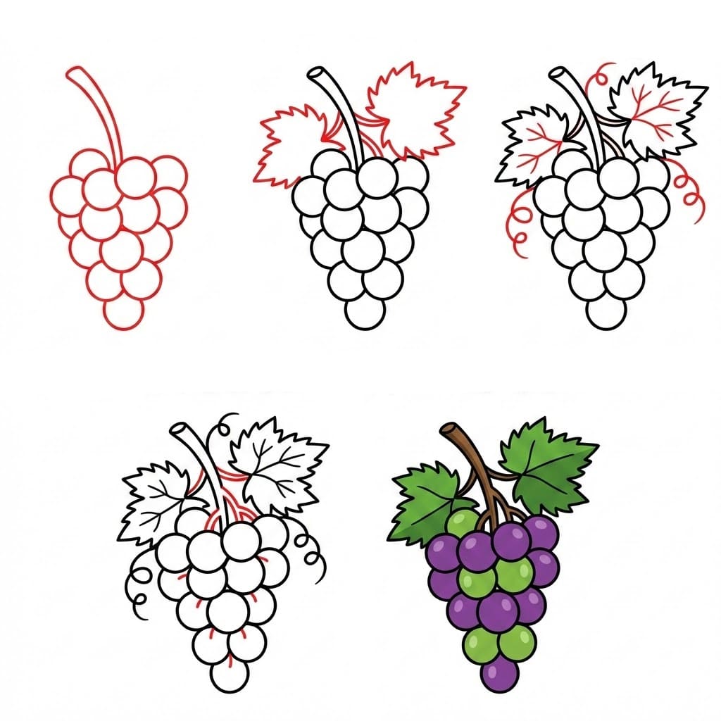 Bild einer Weintraube zeichnen ideen