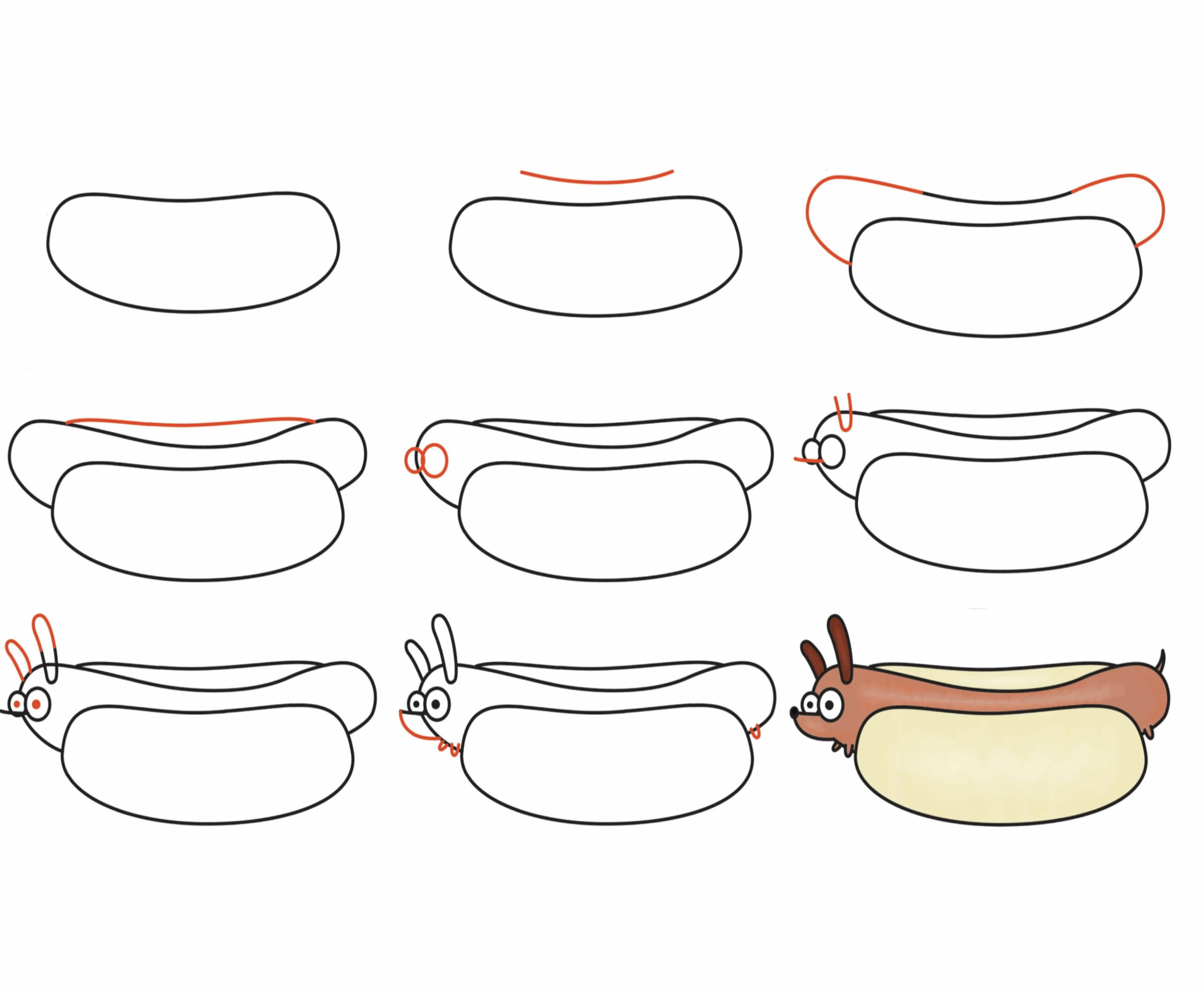 Cartoon-Hotdog 2 zeichnen ideen
