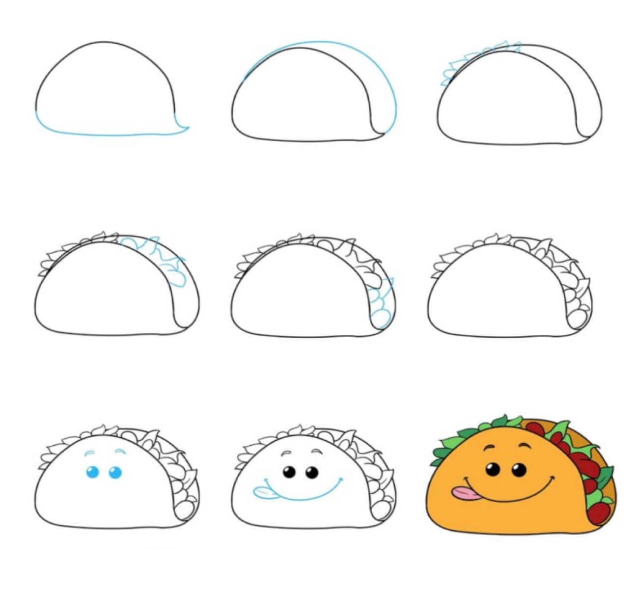 Cartoon-Tacos zeichnen ideen