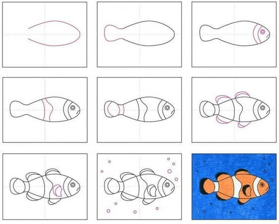 Clownfisch zeichnen einfach zeichnen ideen