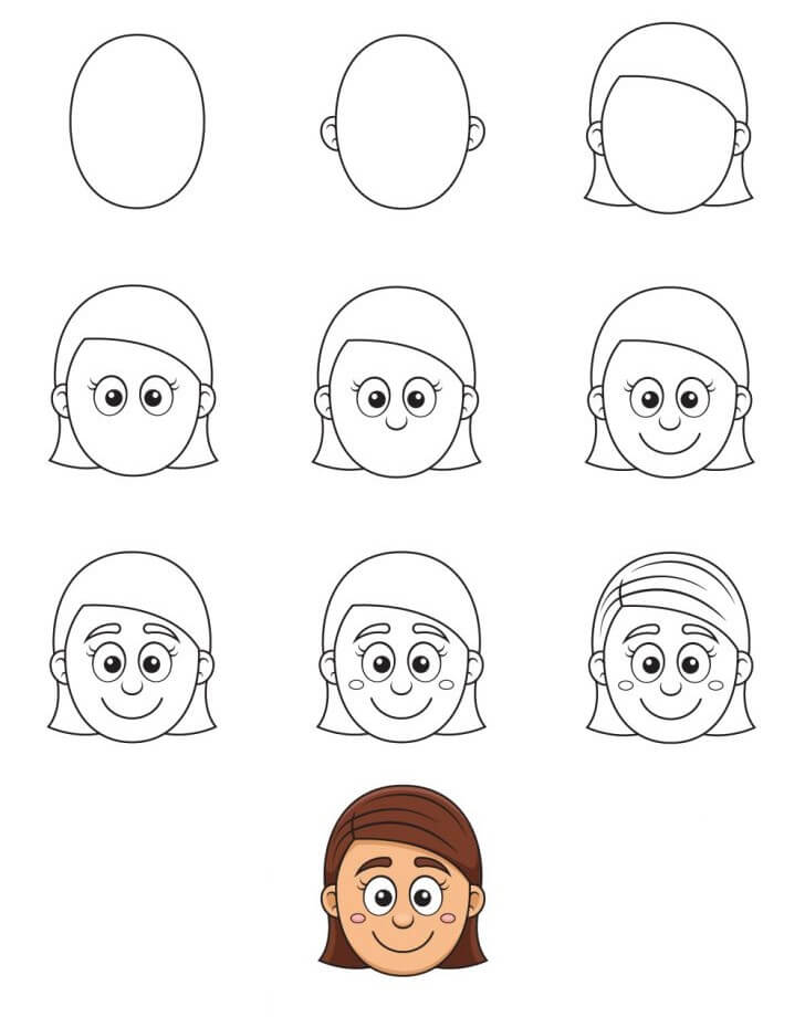 Zeichnen Lernen Das Gesicht eines Mädchens (2)