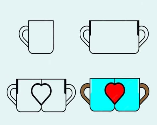Double cup of coffee zeichnen ideen