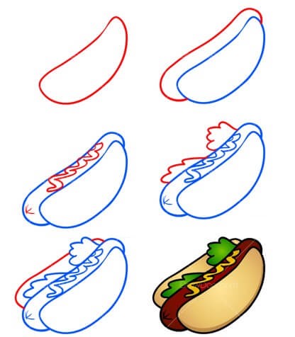 Einen einfachen Hotdog zeichnen zeichnen ideen