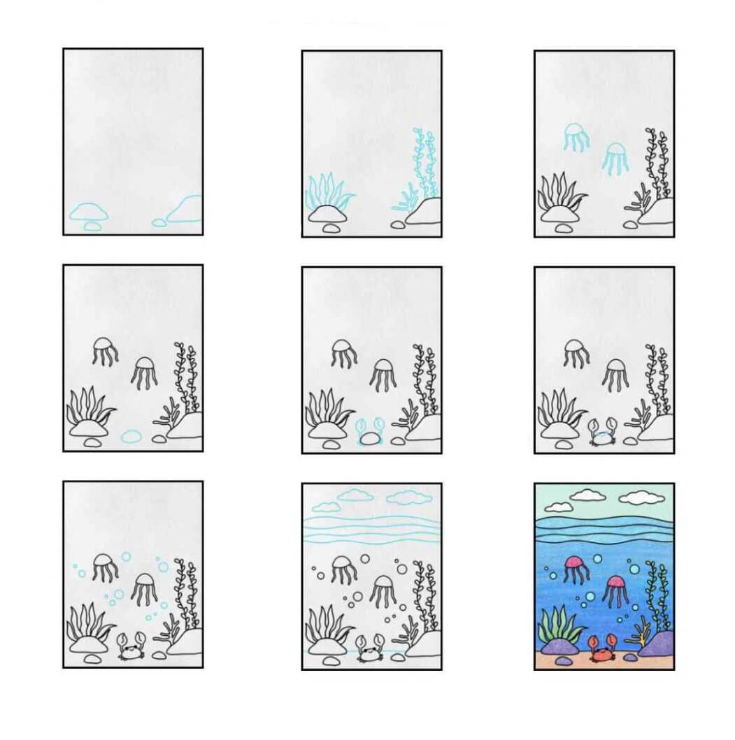 Einfache Korallenzeichnung zeichnen ideen