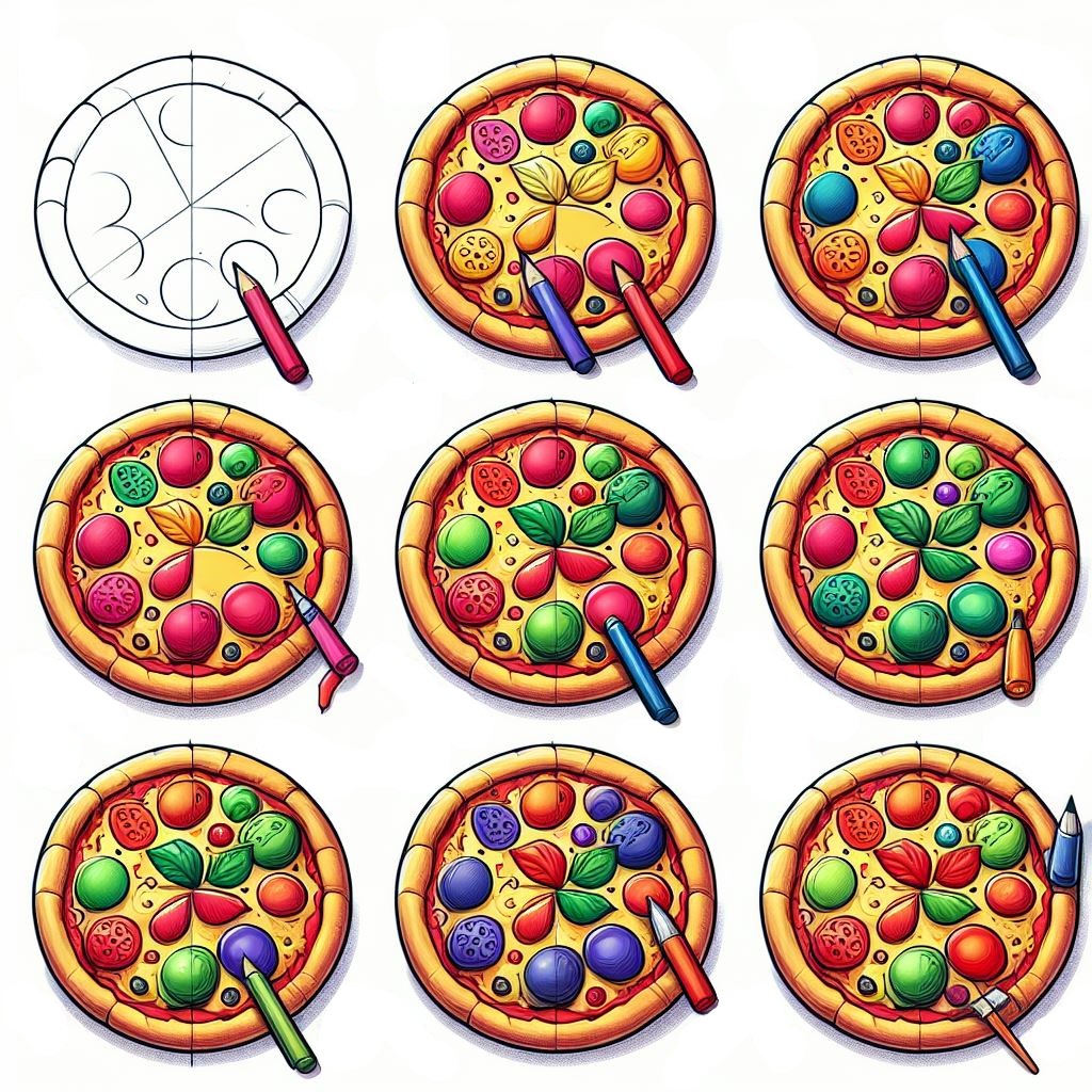Einfache Pizzazeichnung 3 zeichnen ideen
