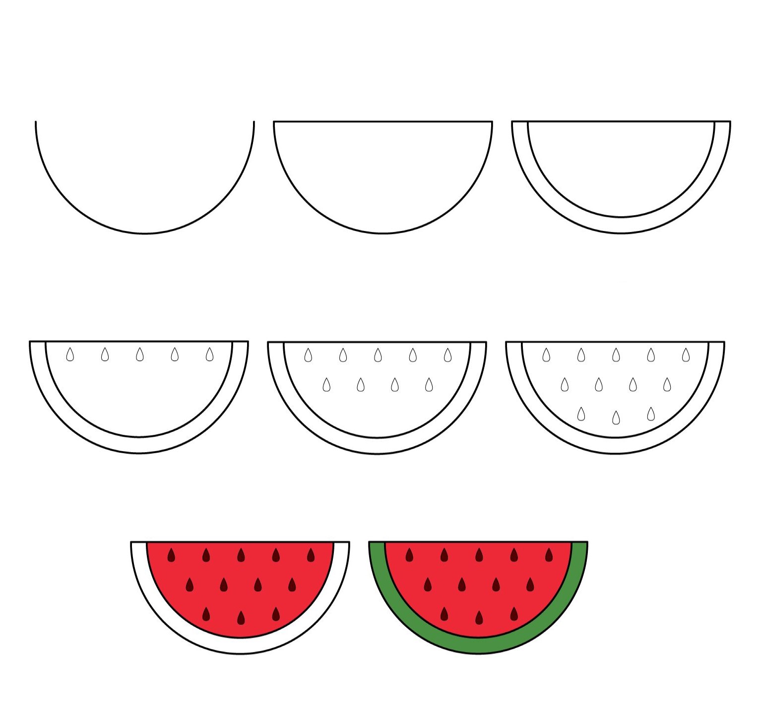 Einfache Wassermelonenzeichnung zeichnen ideen