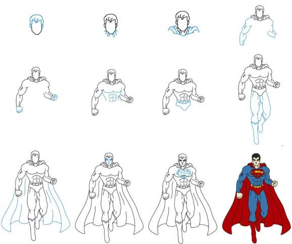 Fliegender Superman 2 zeichnen ideen