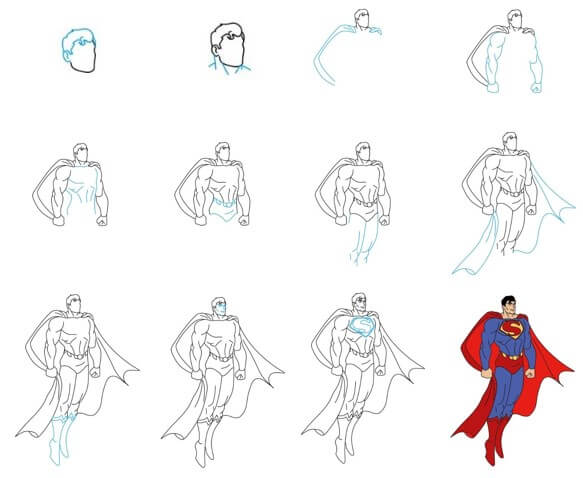 Fliegender Supermann zeichnen ideen