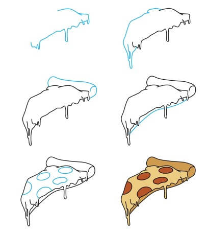 Geschmolzene Pizza zeichnen ideen