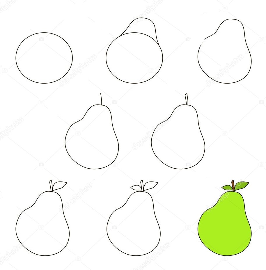Zeichnen Lernen Grüne Birne
