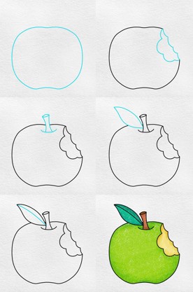 Grüner Apfel zeichnen ideen