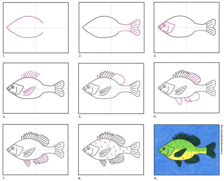 Grüner Fisch zeichnen ideen