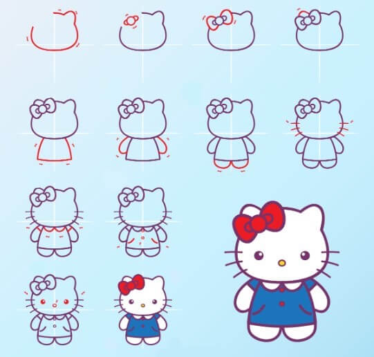 Zeichnen Lernen Hello Kitty-Idee (10)