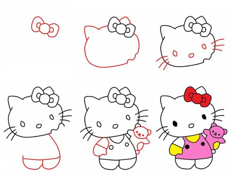 Zeichnen Lernen Hello Kitty-Idee (16)