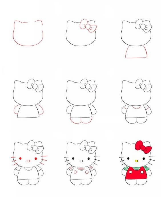 Zeichnen Lernen Hello Kitty-Idee (4)