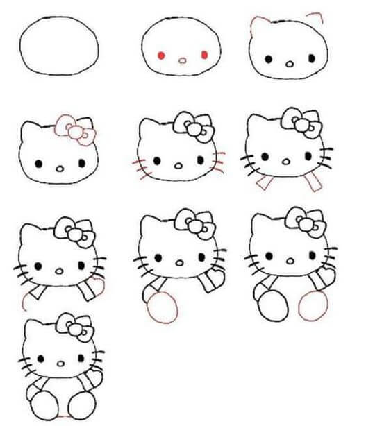 Zeichnen Lernen Hello Kitty-Idee (5)