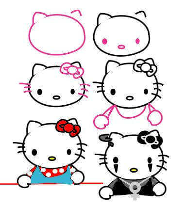 Zeichnen Lernen Hello Kitty-Idee (9)