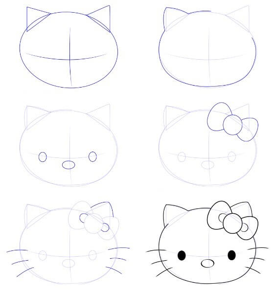 Zeichnen Lernen Hello Kitty-Kopf (2)