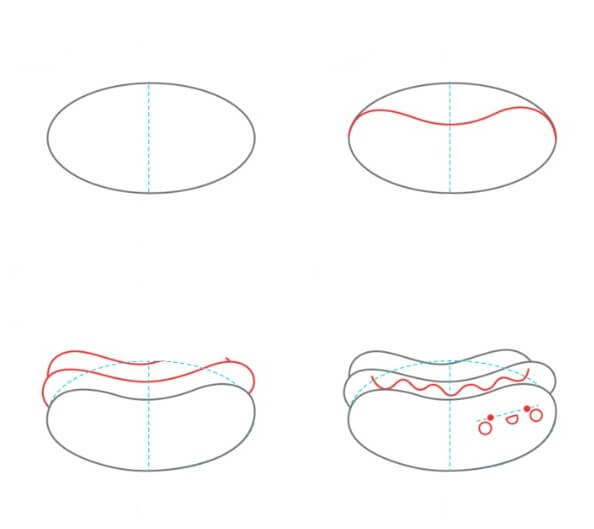 Hot-Dog-Gericht 1 zeichnen ideen