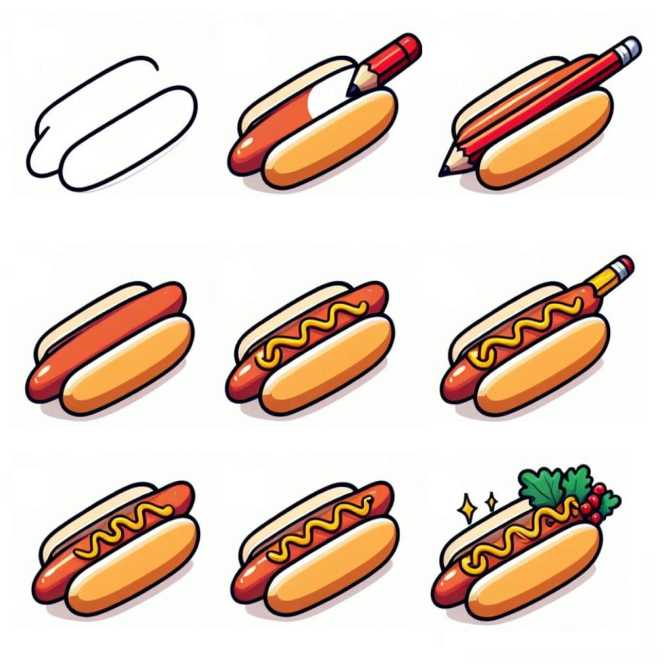 Hot-Dog-Gericht 16 zeichnen ideen