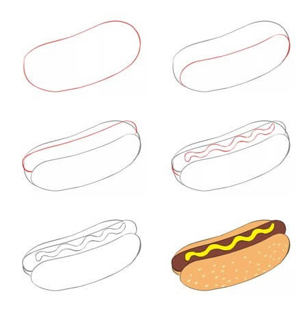 Hot-Dog-Gericht 3 zeichnen ideen