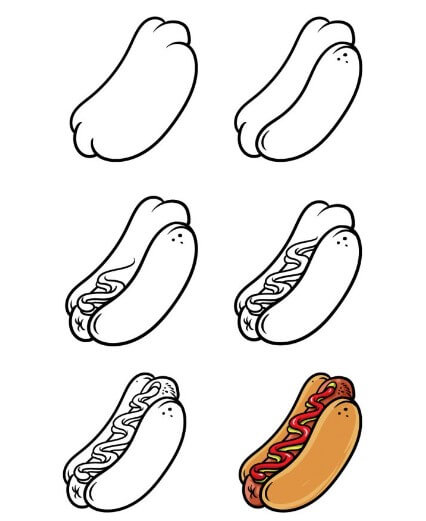 Hot-Dog-Gericht 4 zeichnen ideen