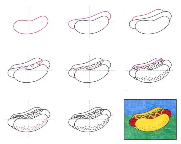 Hot-Dog-Gericht 5 zeichnen ideen