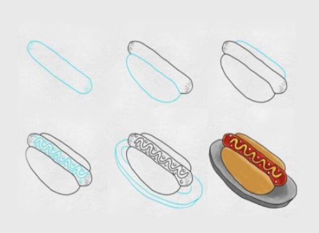 Hot-Dog-Gericht 6 zeichnen ideen