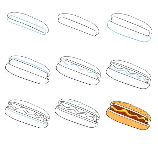 Hot-Dog-Gericht 7 zeichnen ideen