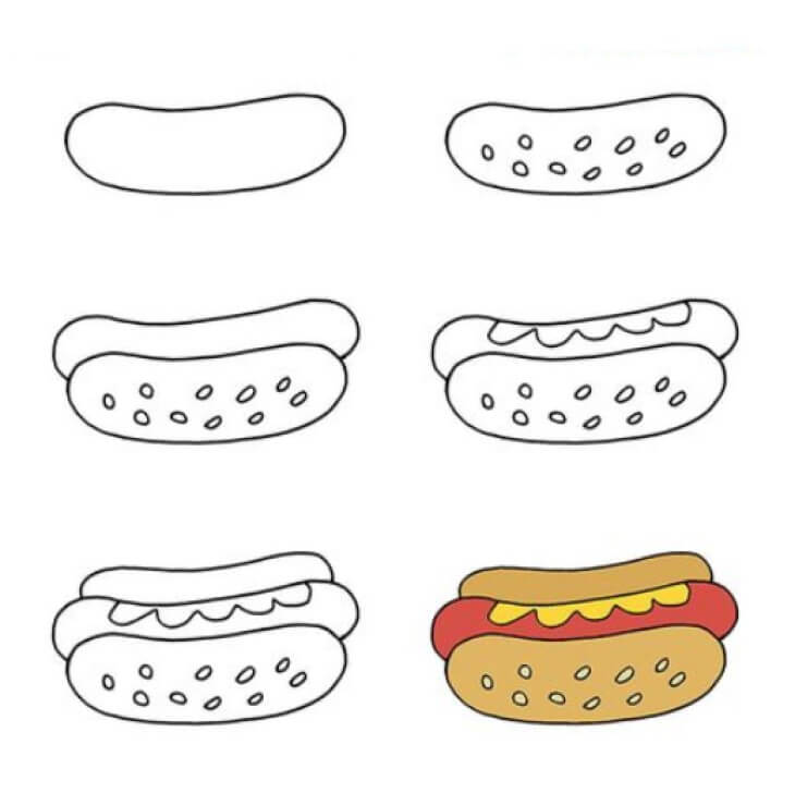 Hot-Dog-Gericht 9 zeichnen ideen