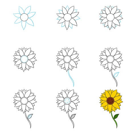 Zeichnen Lernen Idee mit Sonnenblumen (10)