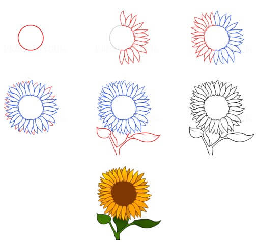 Zeichnen Lernen Idee mit Sonnenblumen (11)