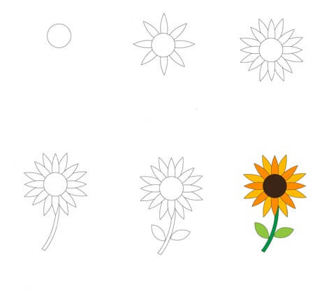 Zeichnen Lernen Idee mit Sonnenblumen (12)