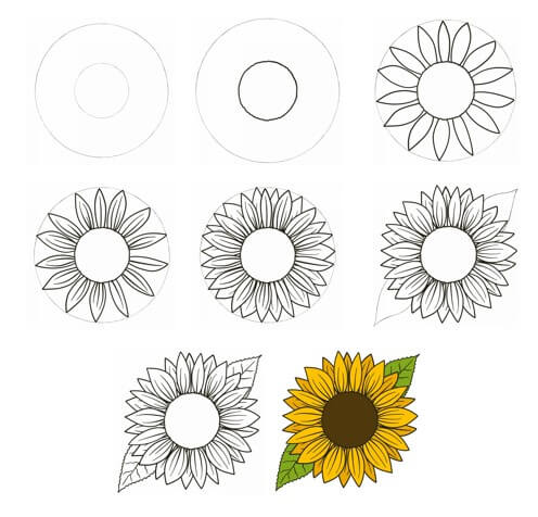Zeichnen Lernen Idee mit Sonnenblumen (15)
